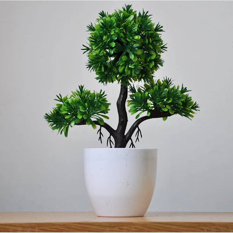 Plantas artificiais em vaso bonsai verde pequena árvore plantas flores falsas ornamentos em vaso para casa decoração do jardim festa decoração do hotel