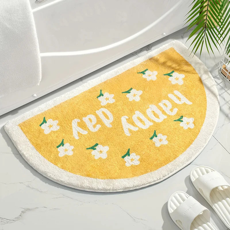 Tapetes Absorventes Antiderrapantes, Pequeno Texto Fresco, Tapetes De Flores, Tapete De Entrada Em Casa, Porta Do Banheiro Do Banheiro Do Quarto, Almofada Do Pé