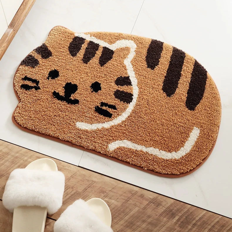 Tapetes de banheiro absorvente criativo dos desenhos animados forma gato grosso reunindo tapetes de banho antiderrapante tapete de banho tapetes decorativos da porta