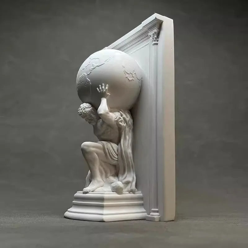 Guardião do pilar atlas estátua de gesso mesa para casa armário de vinho decoração deus grego da astronomia escultura estante ornamentos
