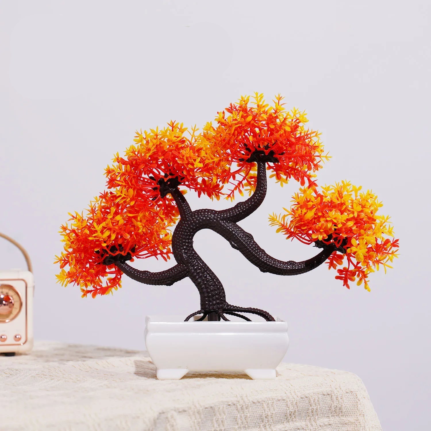 Plantas artificiais bonsai pequena árvore simulação pote plantas flores falsas mesa vaso ornamentos para hotel jardim decoração de casa