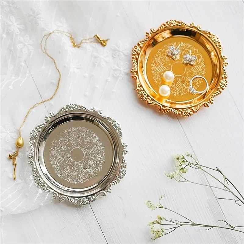 Mini Armazenamento Bandeja Plástica para Exibição De Jóias, Prato De Bolo De Prata, Prato De Frutas, Exibição De Sushi, Decoração De Casa, Adereços De Foto, Festa