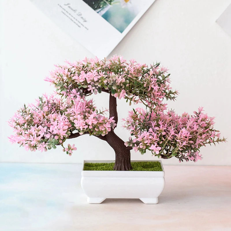 Pote Pequeno Artificial De Bonsai, Planta Falsa, Flores, Enfeites Em Vaso, Decoração De Mesa De Quarto De Casa, Decoração Do Jardim Do Hotel