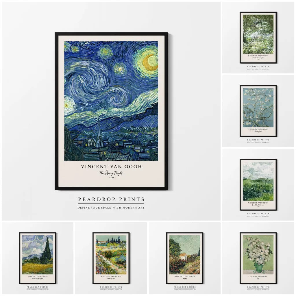 Vincent van gogh escritos impressões e cartazes grande trabalho a noite estrelada pintura em tela decorações para sala de estar arte da parede