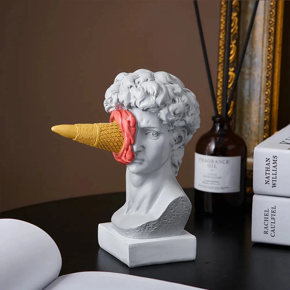 Figura nórdica moderna ornamento sorvete david estatueta decoração de casa escultura escritório estante desktop arte decoração david estátua