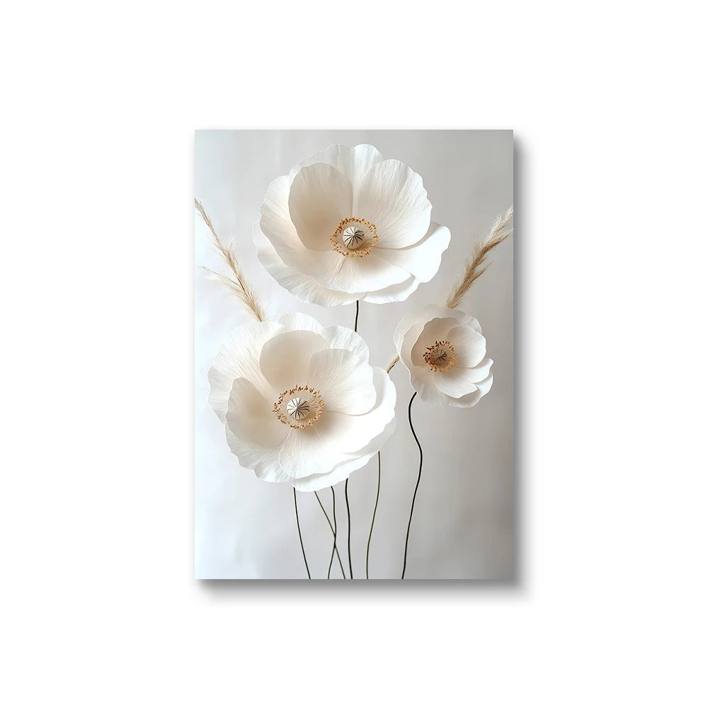 1pc/3 pçs sem moldura nórdico bege peônia flores pintura em tela moderna floral botânico cartazes estética arte da parede decoração para casa