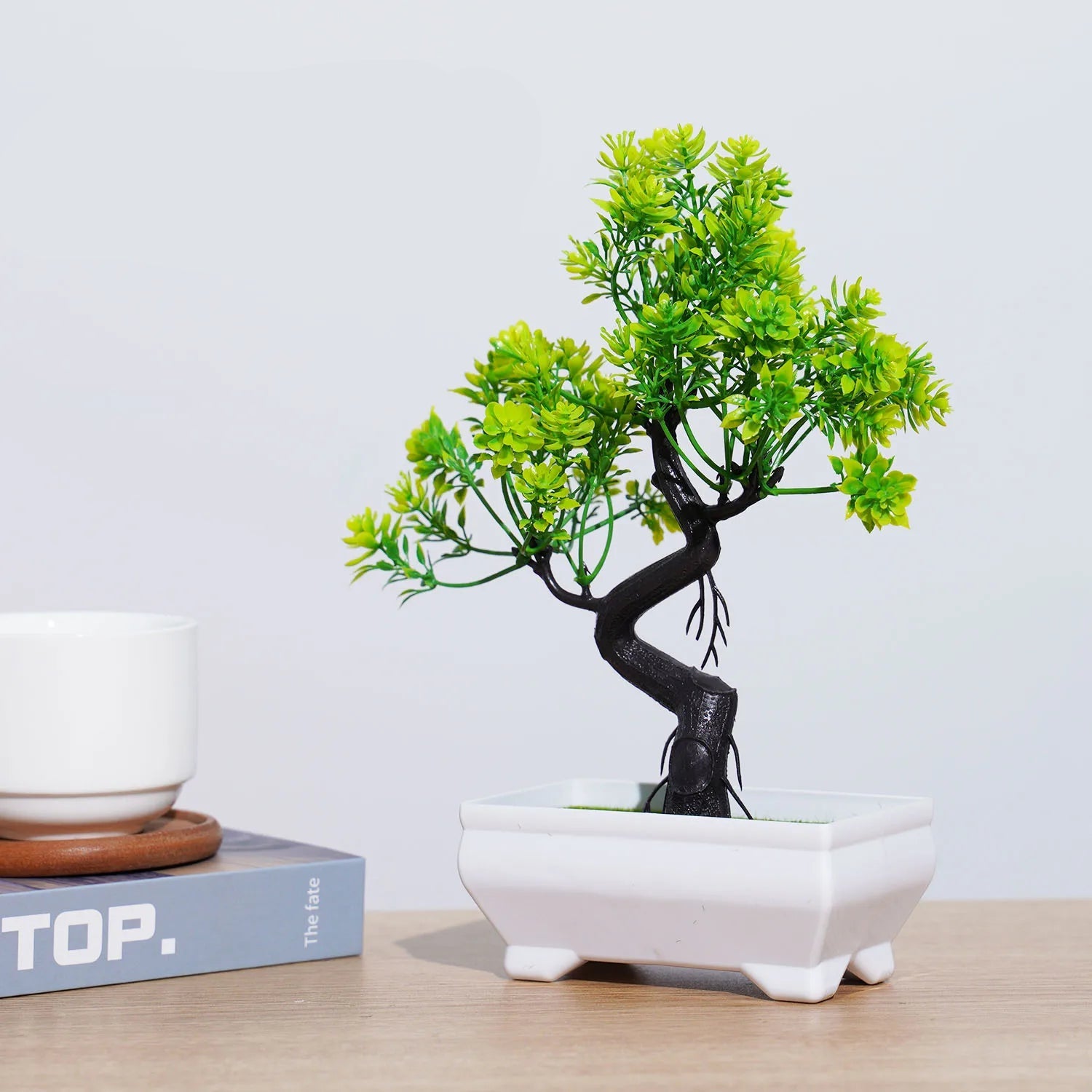 Plantas artificiais bonsai pequena árvore simulação pote plantas flores falsas mesa vaso ornamentos para hotel jardim decoração de casa