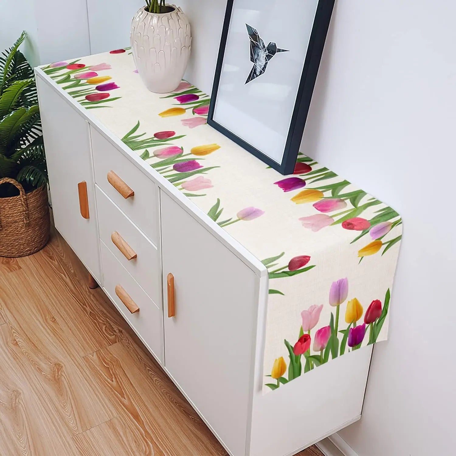 Páscoa tulipa flores corredores de mesa de linho cômoda cachecóis decoração de mesa primavera fazenda corredores de mesa de jantar decorações de casamento