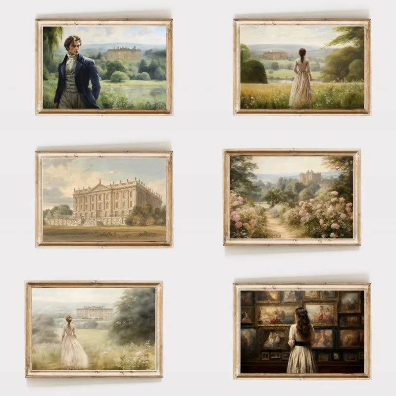 Orgulho e preconceito arte de parede impressão em tela pintura a óleo elizabethennet e mr darcy cottagecore cartazes decoração de casa