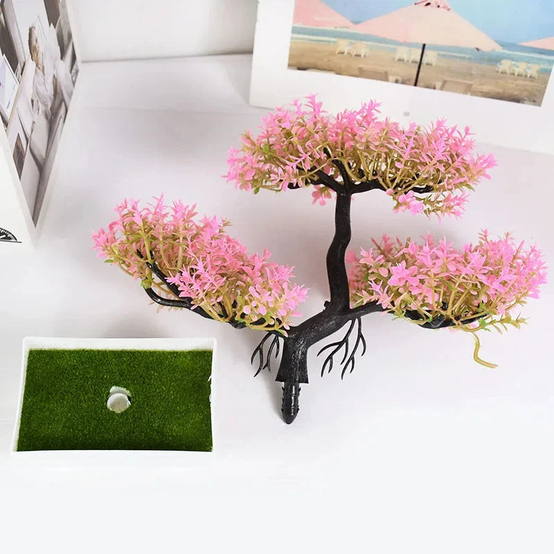 Pote Pequeno Artificial De Bonsai, Planta Falsa, Flores, Enfeites Em Vaso, Decoração De Mesa De Quarto De Casa, Decoração Do Jardim Do Hotel