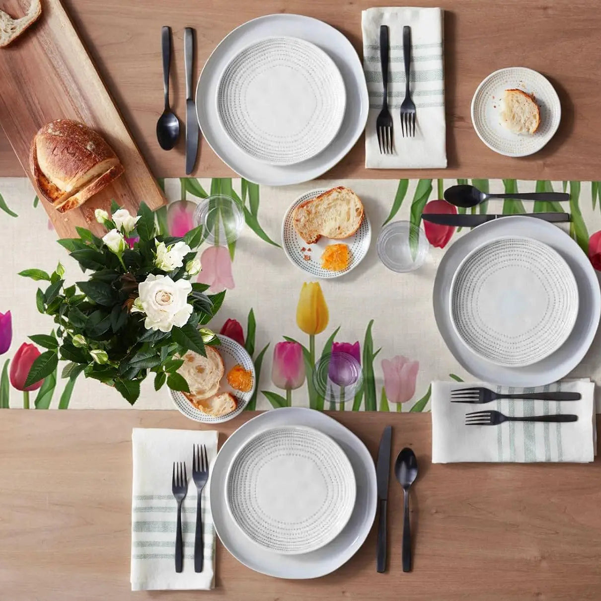 Páscoa tulipa flores corredores de mesa de linho cômoda cachecóis decoração de mesa primavera fazenda corredores de mesa de jantar decorações de casamento