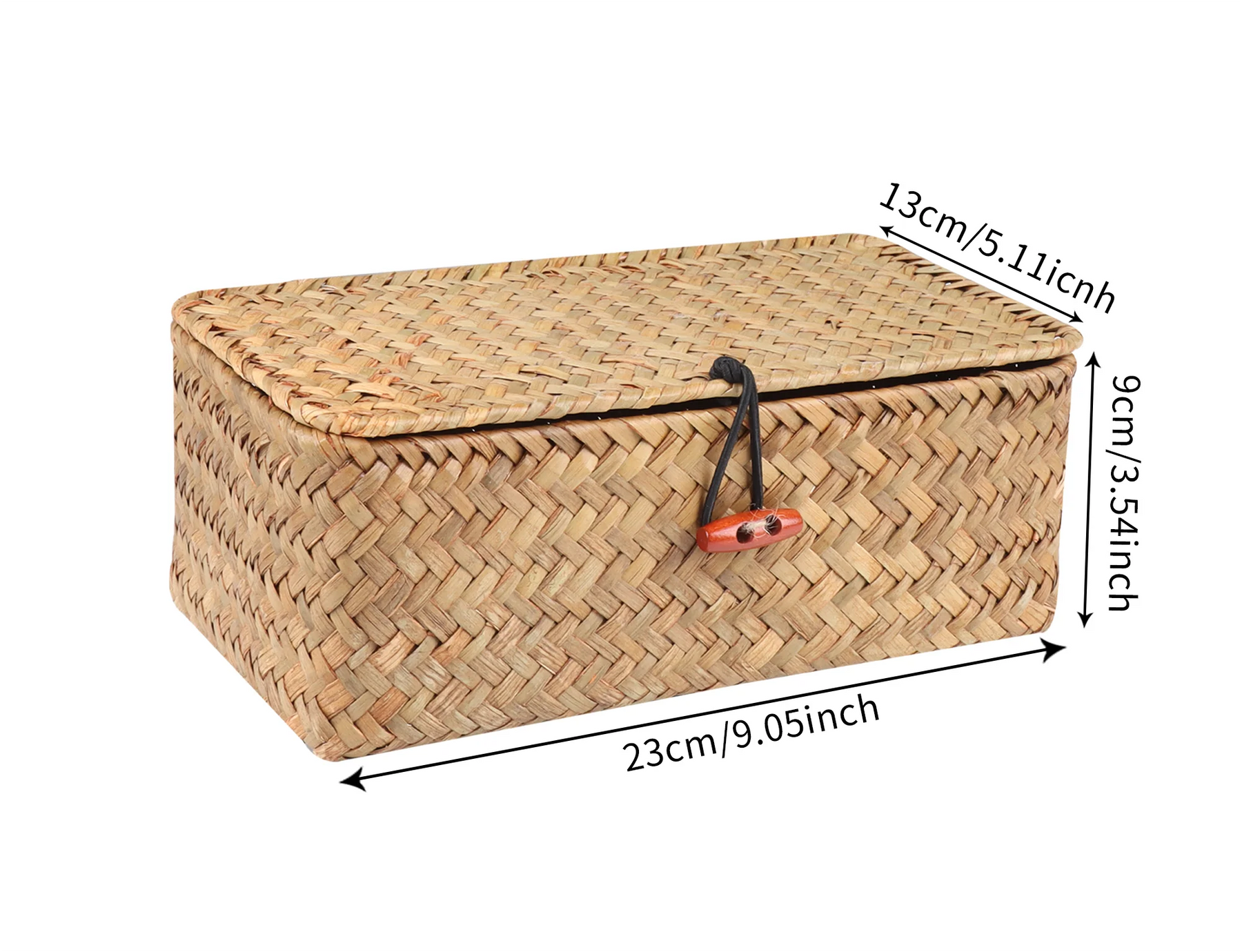 Cesta de prateleira de armazenamento com tampa retangular artesanal seagrass rattan tecido organizador de maquiagem recipiente multiuso caixa natural para
