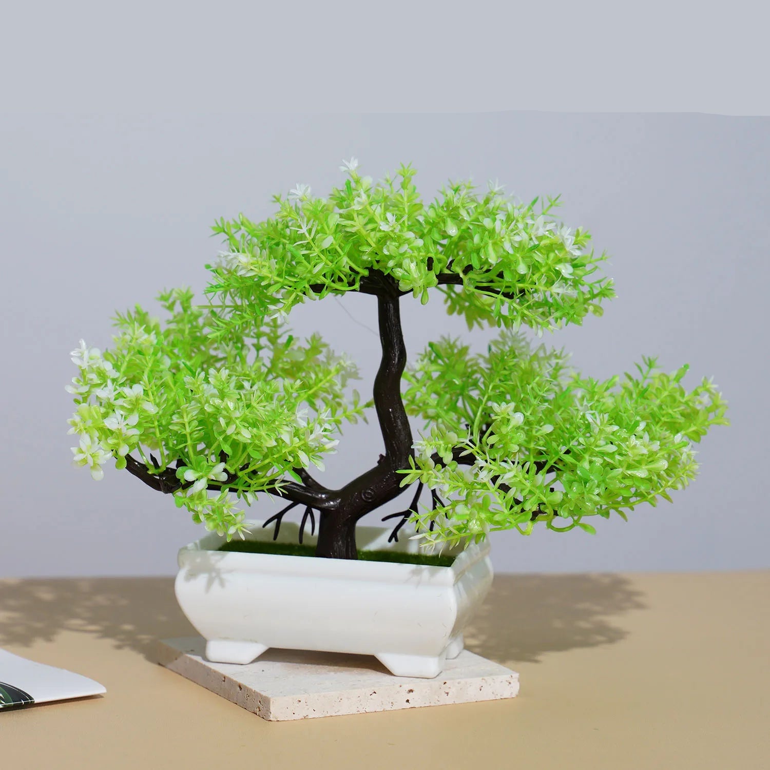 Plantas artificiais bonsai pequena árvore simulação pote plantas flores falsas mesa vaso ornamentos para hotel jardim decoração de casa