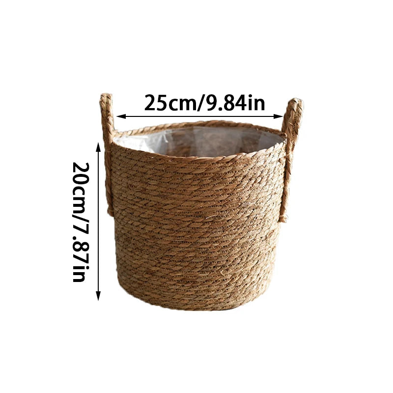1pc nórdico artesanal palha tecido vaso de flores plantador cesta lavanderia roupas sujas armazenamento vaso jardim planta verde flor suportes