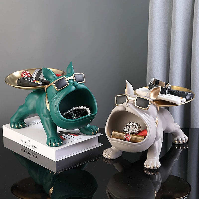 30cm decoração de casa estatueta bulldog estátua do cão caixa armazenamento ornamento animal resina artesanato arte escultura estatueta casa filhote de cachorro escultura