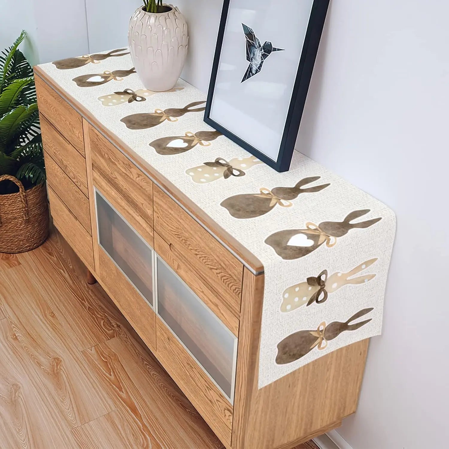 Coelho de páscoa amor coração linho corredor de mesa decoração de festa reutilizável fazenda cozinha mesa de jantar corredor decorações de páscoa