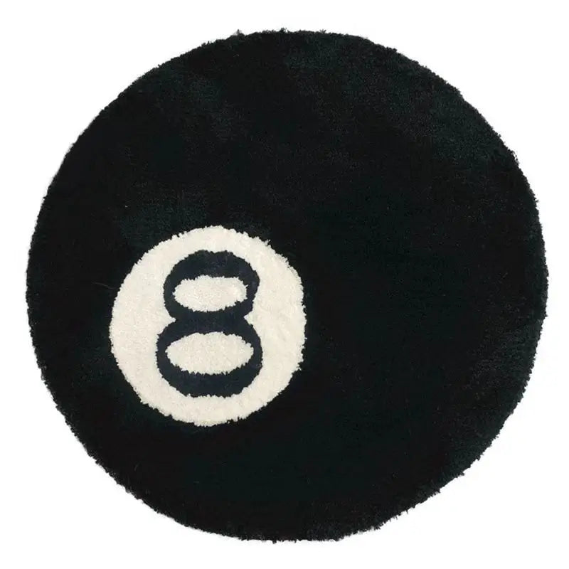 Tapete antiderrapante de bilhar preto, Tapete de quarto de pelúcia macia, Tapete de chão redondo, Vida e quarto, 8 bolas, 1 pacote