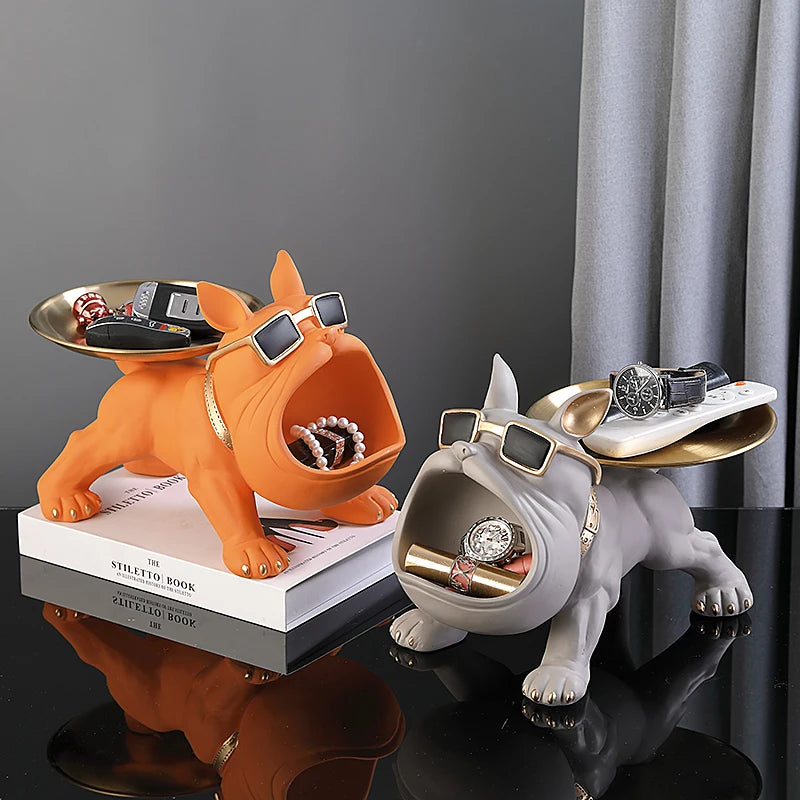 30cm decoração de casa estatueta bulldog estátua do cão caixa armazenamento ornamento animal resina artesanato arte escultura estatueta casa filhote de cachorro escultura