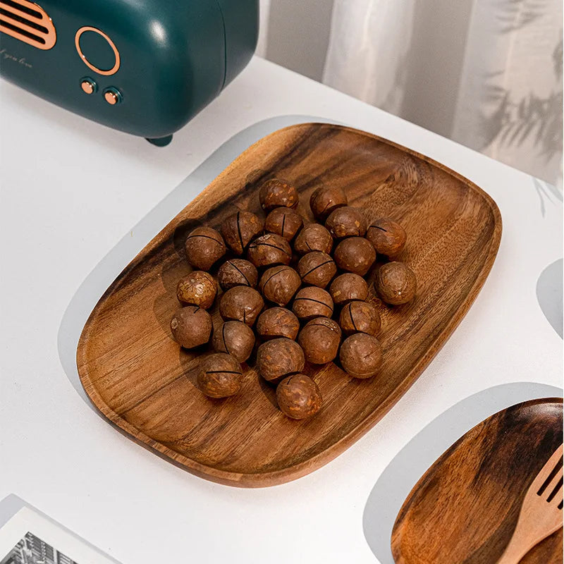 Pratos de jantar de madeira maciça oval irregular servindo bandeja pratos de frutas secas sushi bandeja de chá pão placa de madeira decoração para casa