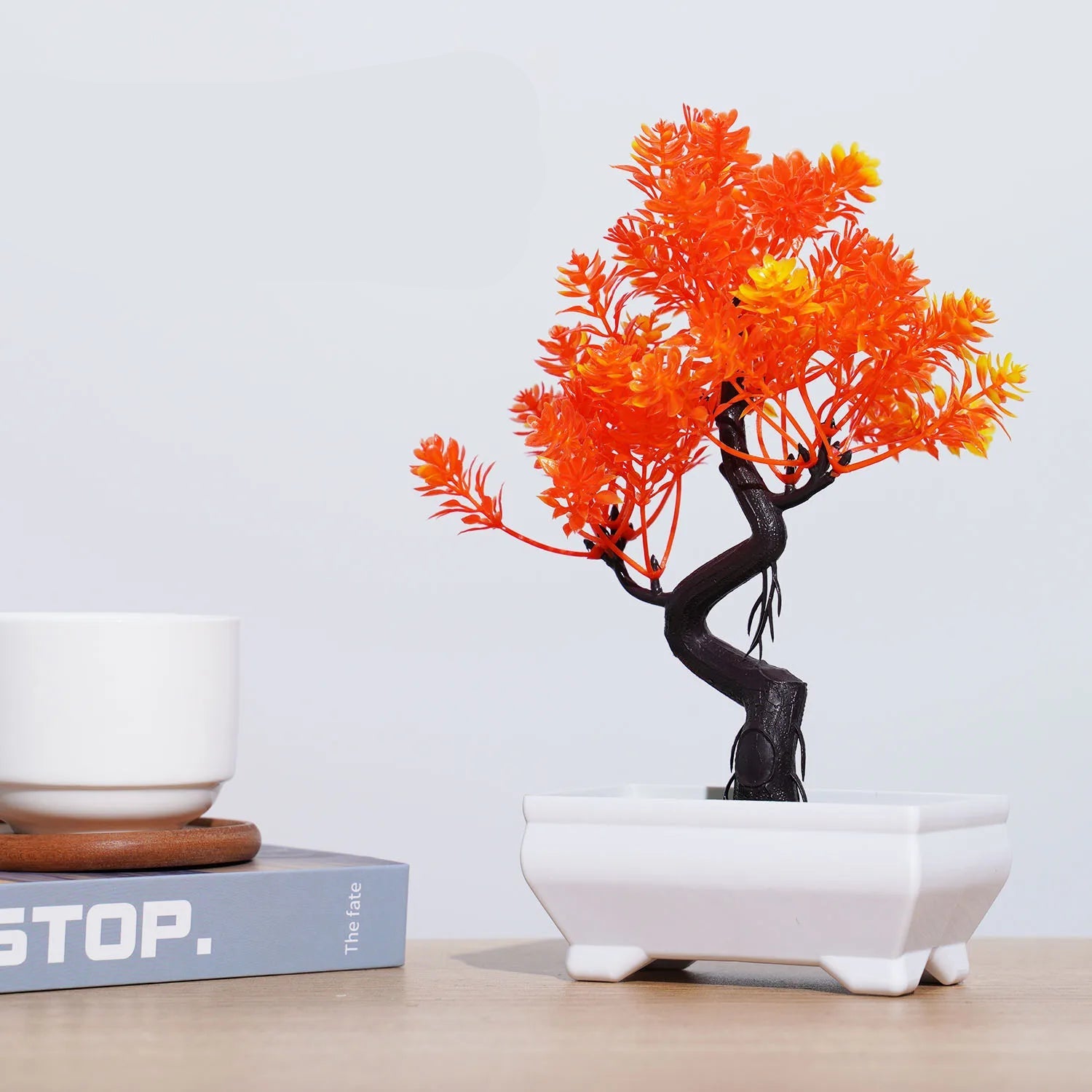 Plantas artificiais bonsai pequena árvore simulação pote plantas flores falsas mesa vaso ornamentos para hotel jardim decoração de casa