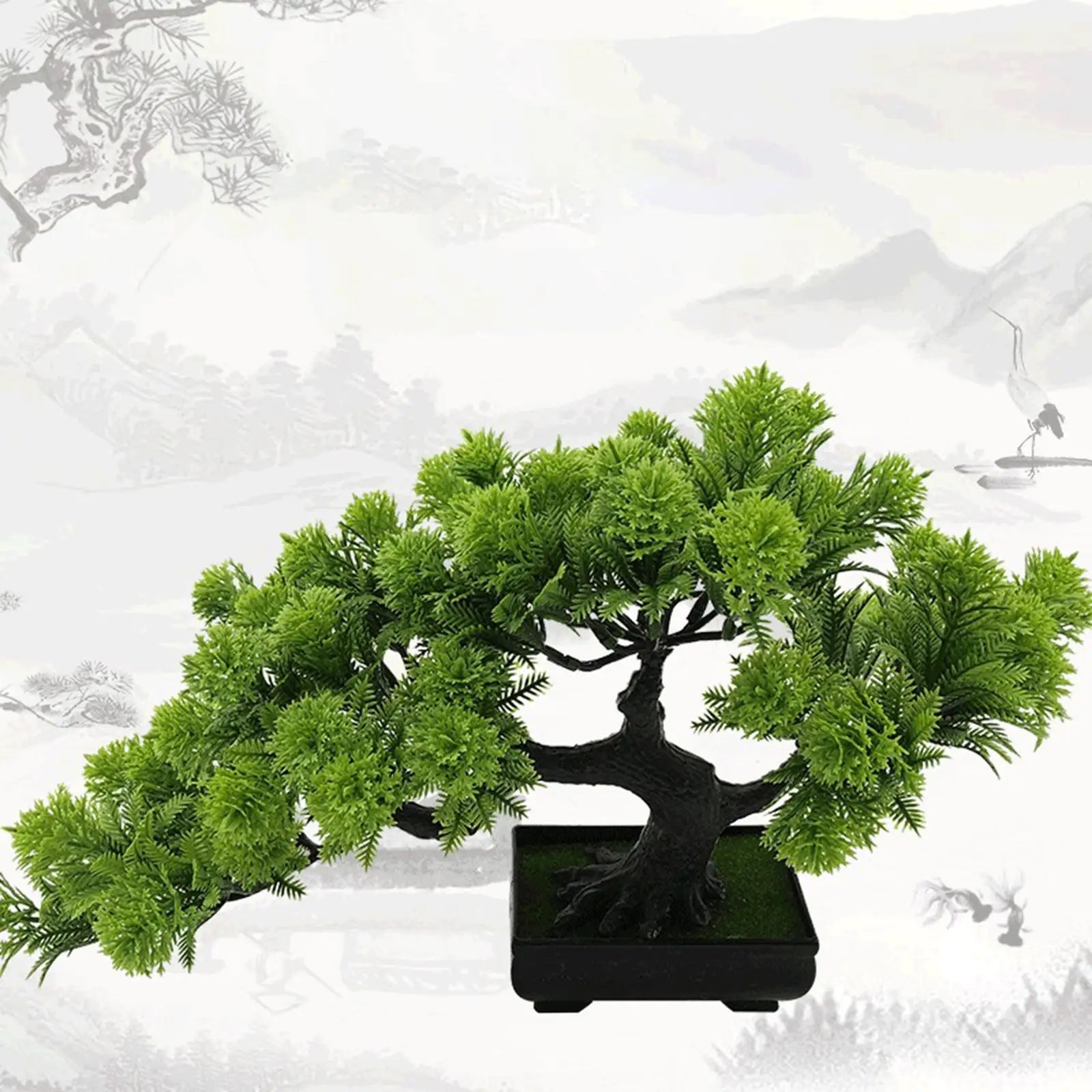 Simulação de árvore de pinho bonsai artificial, plantas em vasos, árvore de exibição de mesa para estante, sala de estar, decoração de peitoril de janela
