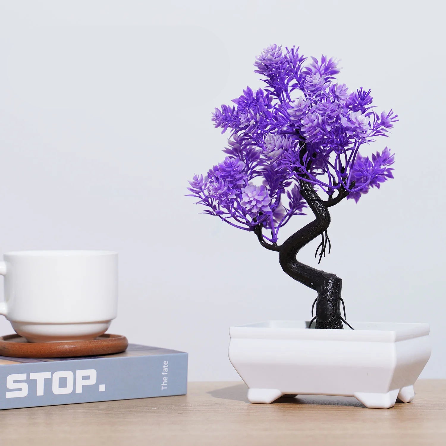 Plantas artificiais bonsai pequena árvore simulação pote plantas flores falsas mesa vaso ornamentos para hotel jardim decoração de casa