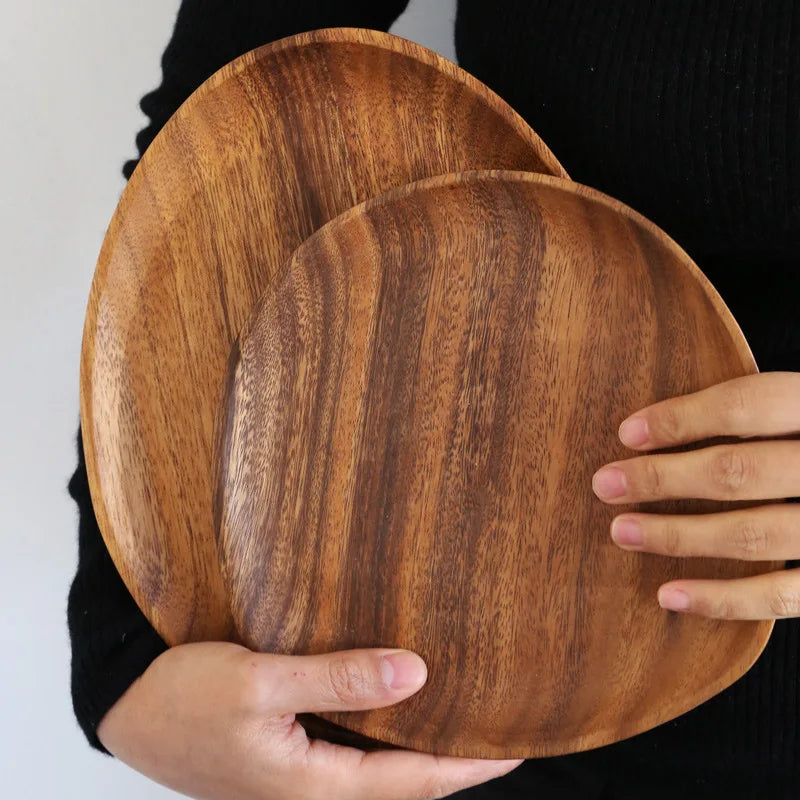 Pratos de jantar de madeira maciça oval irregular servindo bandeja pratos de frutas secas sushi bandeja de chá pão placa de madeira decoração para casa