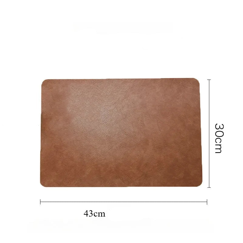Inmos 4 peças de tapete de mesa de couro sintético estilo couro à prova d'água e resistente a óleo, placemat retangular de dupla face, design sem lavagem