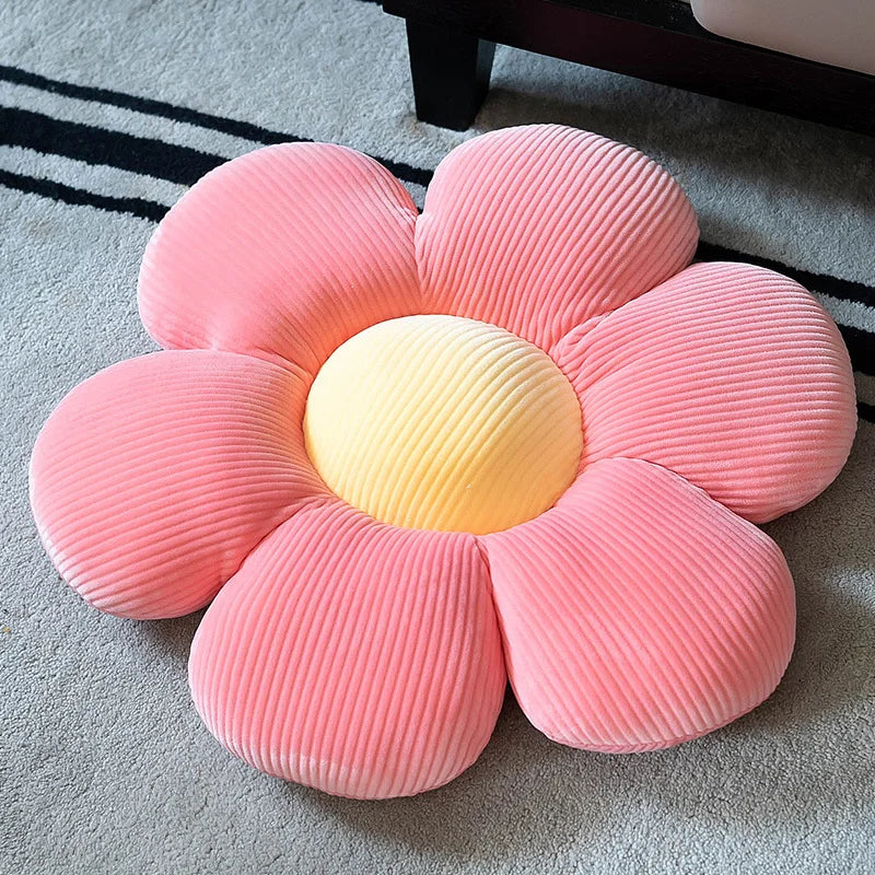 Almofada de flor de seis pétalas de pelúcia decoração de quarto feminino girassol configuração para crianças quarto assento travesseiro bay janela flor rosa