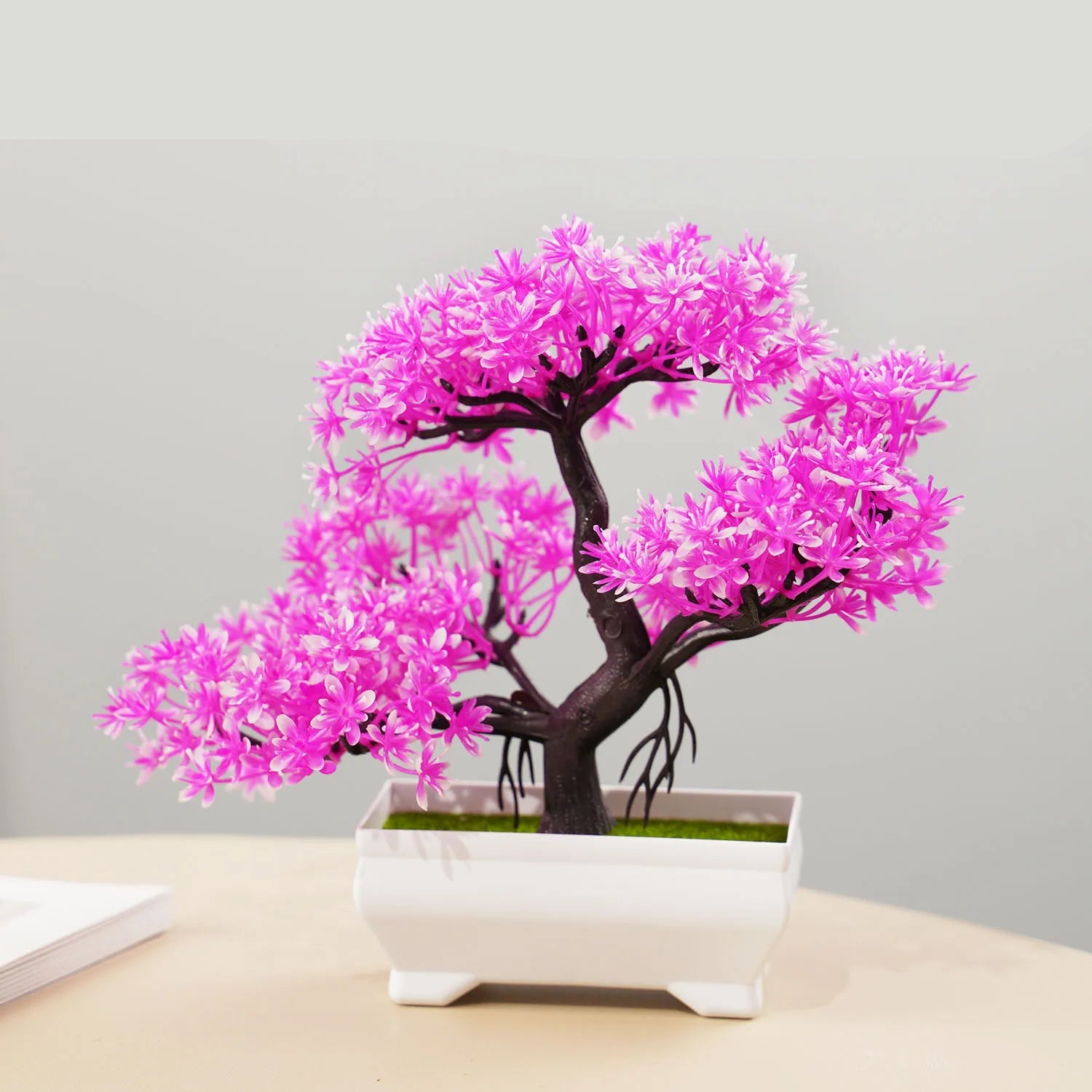 Plantas artificiais bonsai pequena árvore simulação pote plantas flores falsas mesa vaso ornamentos para hotel jardim decoração de casa