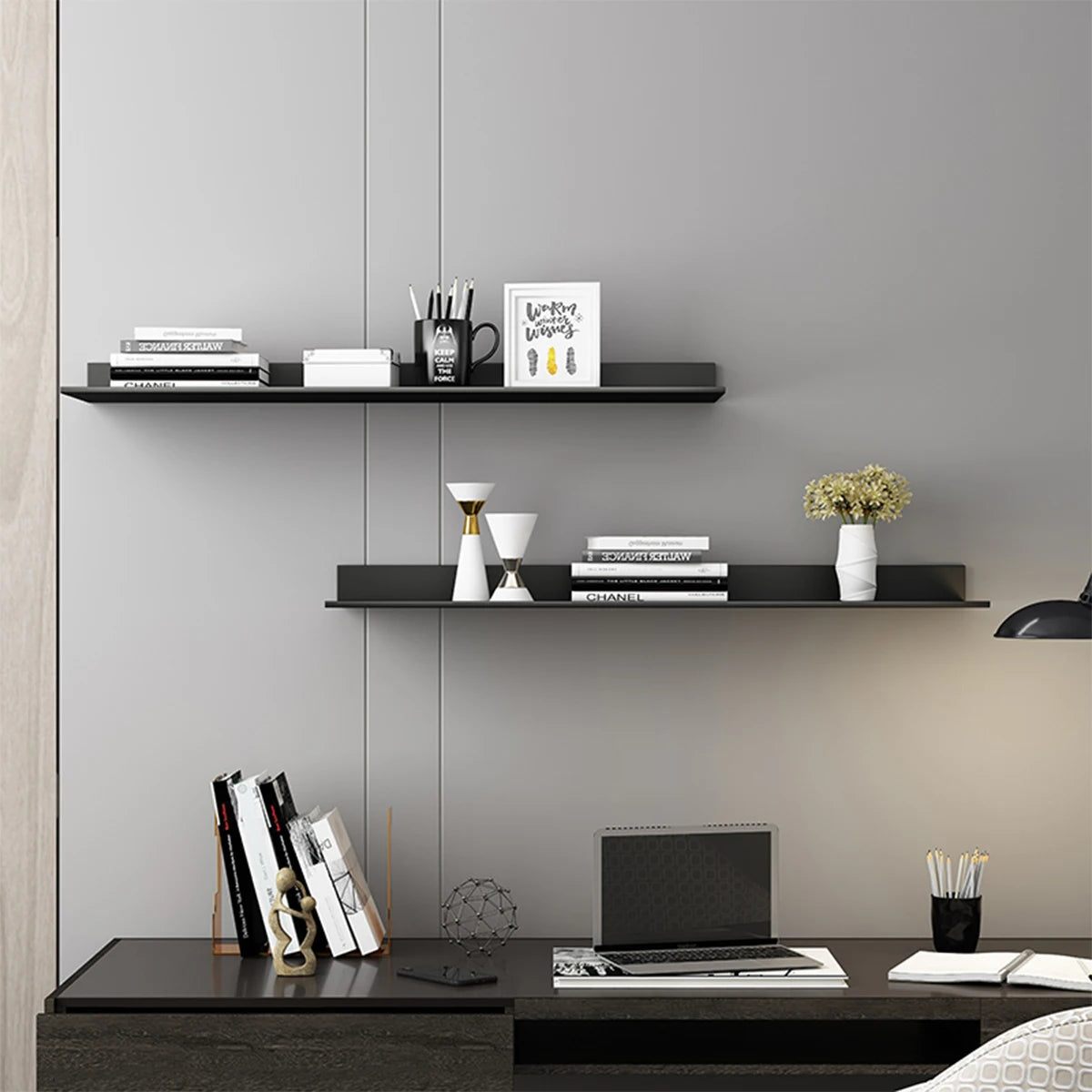 Liga de alumínio Sala de estar Prateleiras Flutuantes Sem perfuração Decoração de quarto Prateleiras de parede Rack de armazenamento para banheiro