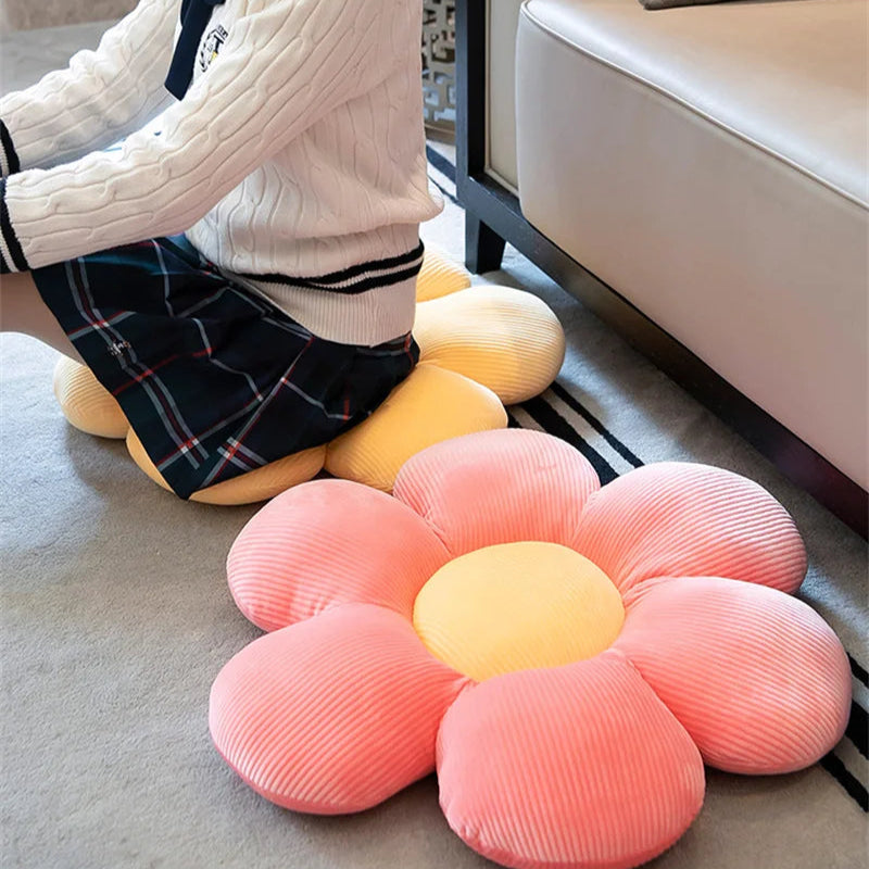 Almofada de flor de seis pétalas de pelúcia decoração de quarto feminino girassol configuração para crianças quarto assento travesseiro bay janela flor rosa