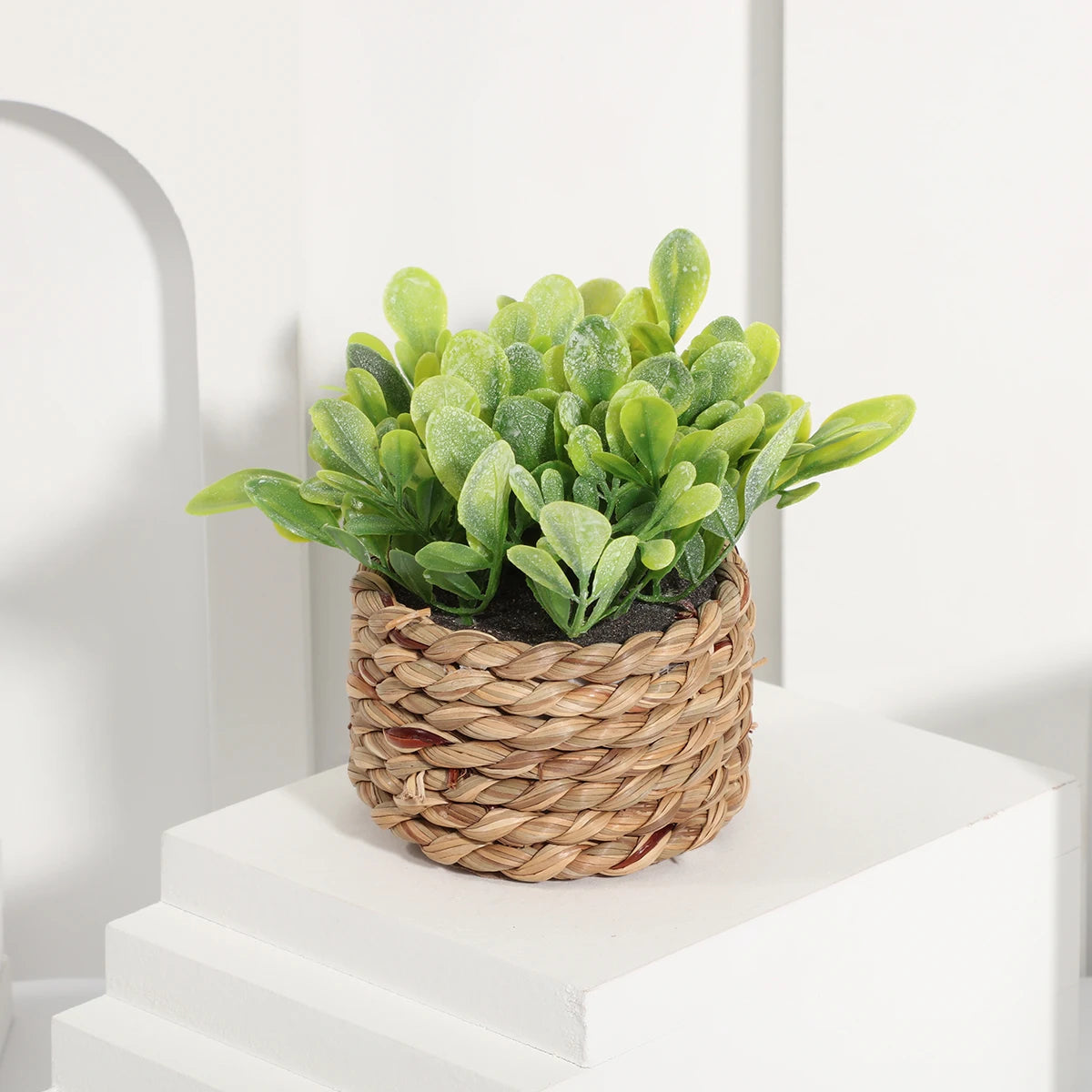 Xiya flor verde plantas artificiais eucalipto grama tecido pequenas vasos de plantas grama mound 11cm material pe decoração para casa