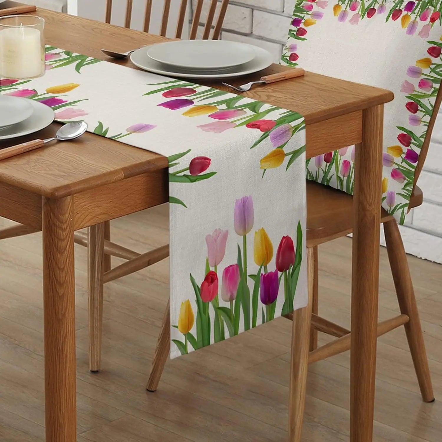 Páscoa tulipa flores corredores de mesa de linho cômoda cachecóis decoração de mesa primavera fazenda corredores de mesa de jantar decorações de casamento