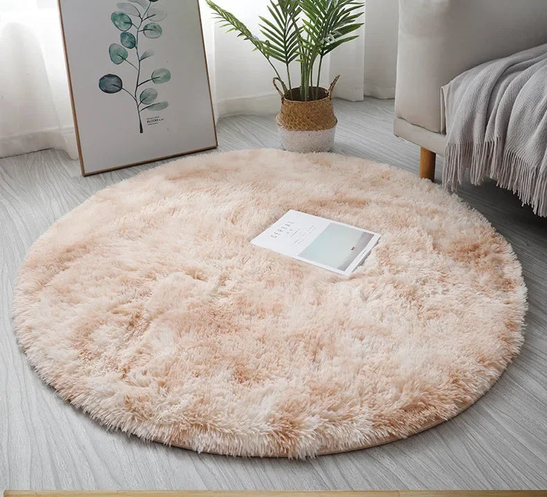 Tapete redondo de pelúcia super macio, tapete branco fofo para sala de estar, decoração de casa, quarto de criança, salão de beleza, pilha grossa