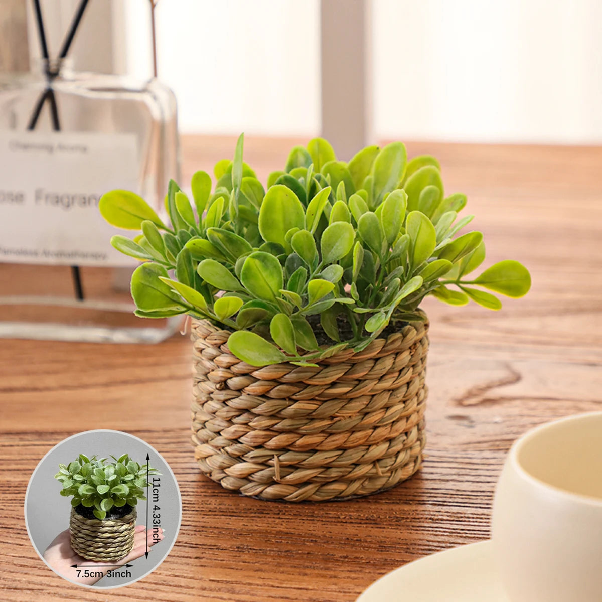 Xiya flor verde plantas artificiais eucalipto grama tecido pequenas vasos de plantas grama mound 11cm material pe decoração para casa