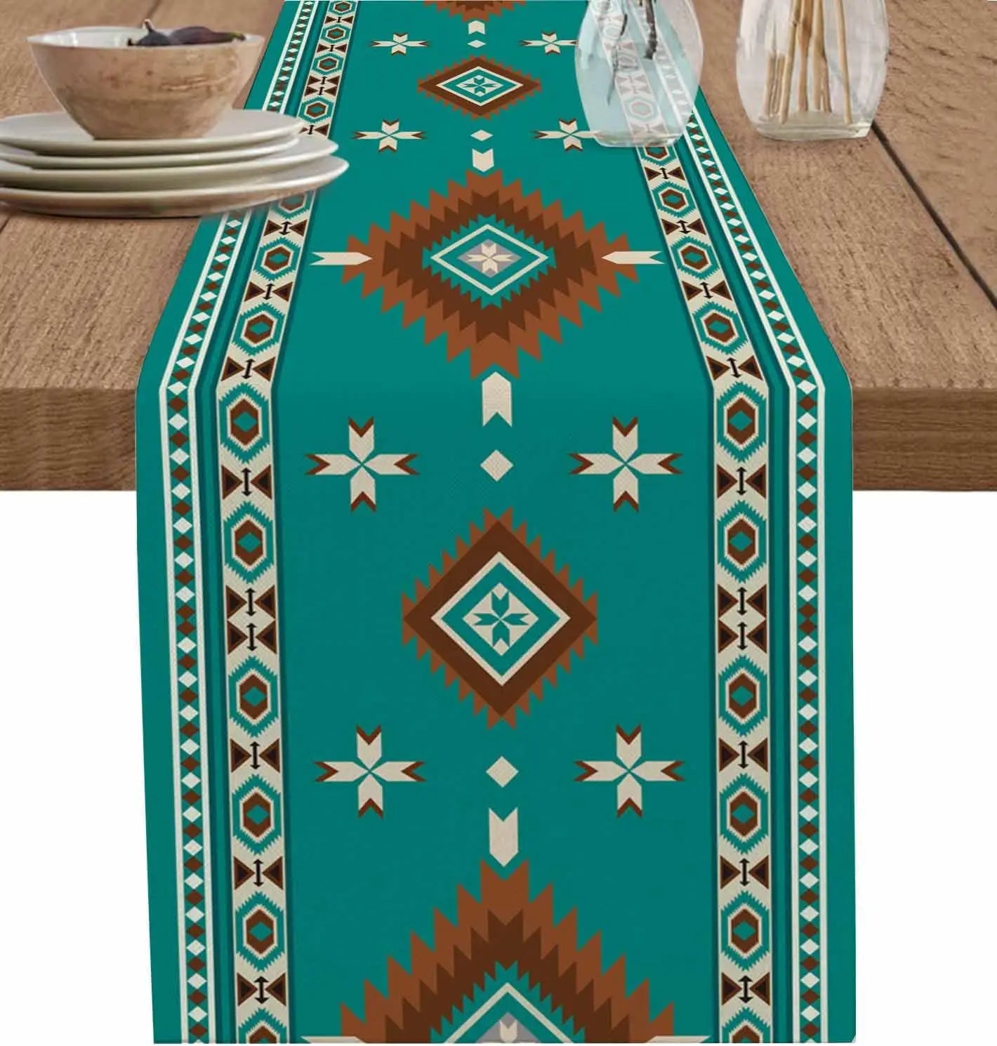 Boho americano estilo indiano corredores de mesa de linho cômoda cachecóis decoração de mesa reutilizável cozinha mesa de jantar corredores decoração de festa