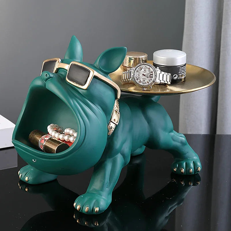 30cm decoração de casa estatueta bulldog estátua do cão caixa armazenamento ornamento animal resina artesanato arte escultura estatueta casa filhote de cachorro escultura