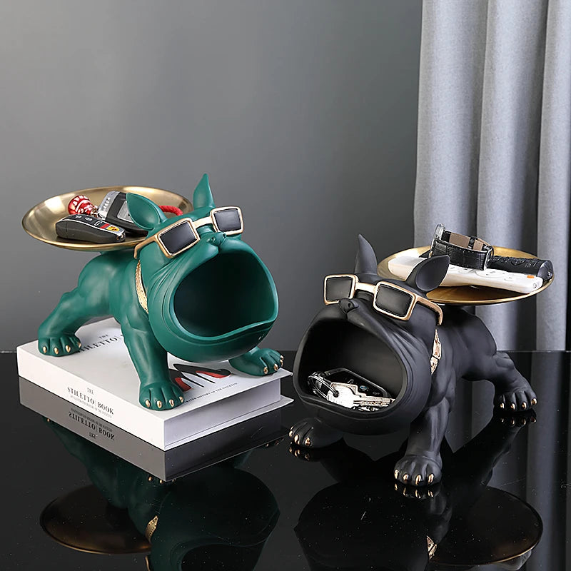 30cm decoração de casa estatueta bulldog estátua do cão caixa armazenamento ornamento animal resina artesanato arte escultura estatueta casa filhote de cachorro escultura