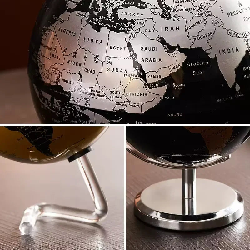 Arte criativa de globo giratório de metal, adequada para crianças, educação em sala de aula, aprendizagem, sala de estar, escritório, decoração de mesa