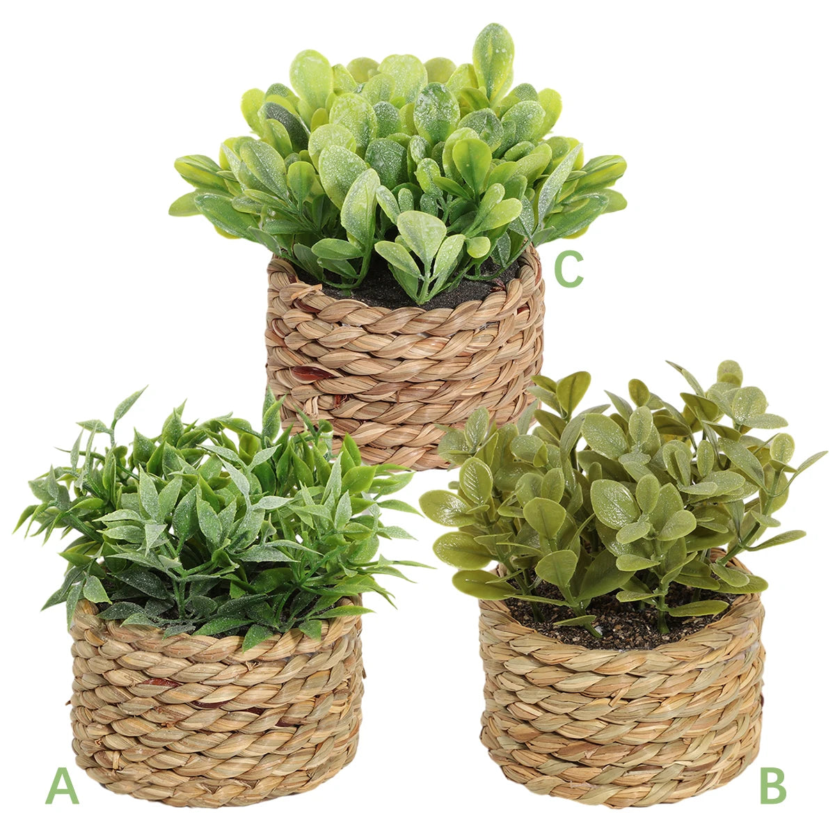 Xiya flor verde plantas artificiais eucalipto grama tecido pequenas vasos de plantas grama mound 11cm material pe decoração para casa