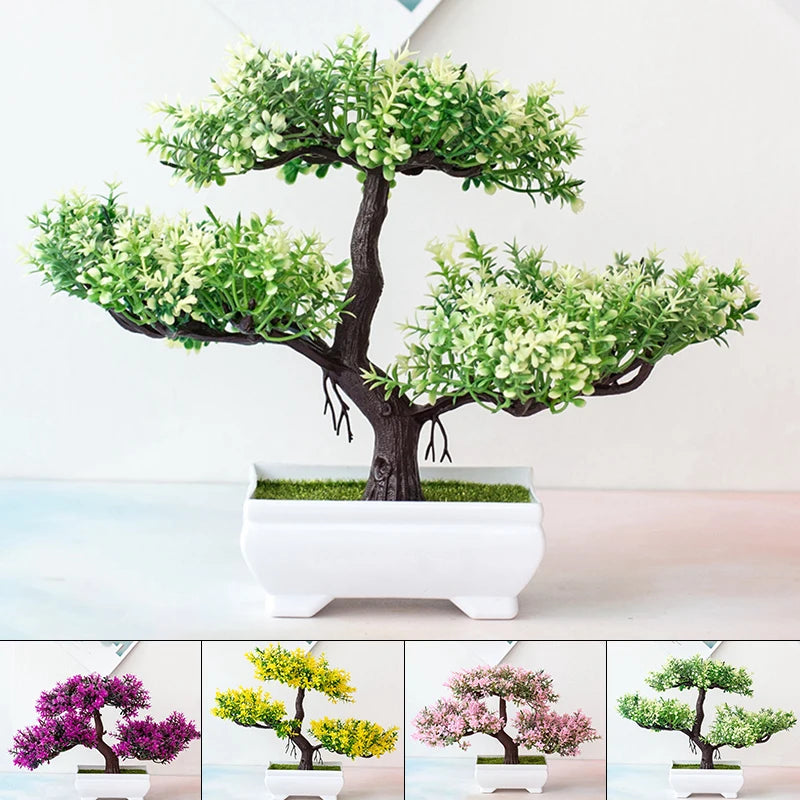 Pote Pequeno Artificial De Bonsai, Planta Falsa, Flores, Enfeites Em Vaso, Decoração De Mesa De Quarto De Casa, Decoração Do Jardim Do Hotel