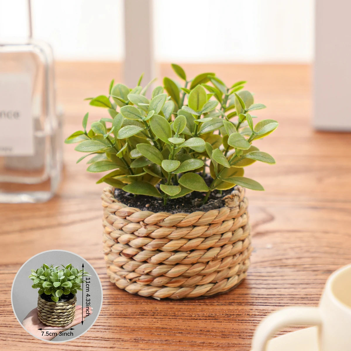 Xiya flor verde plantas artificiais eucalipto grama tecido pequenas vasos de plantas grama mound 11cm material pe decoração para casa