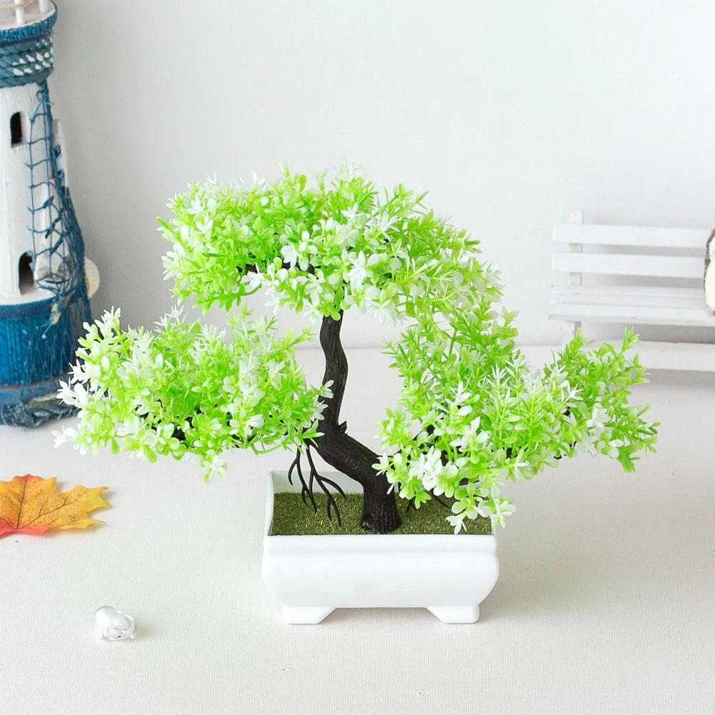 Pote Pequeno Artificial De Bonsai, Planta Falsa, Flores, Enfeites Em Vaso, Decoração De Mesa De Quarto De Casa, Decoração Do Jardim Do Hotel