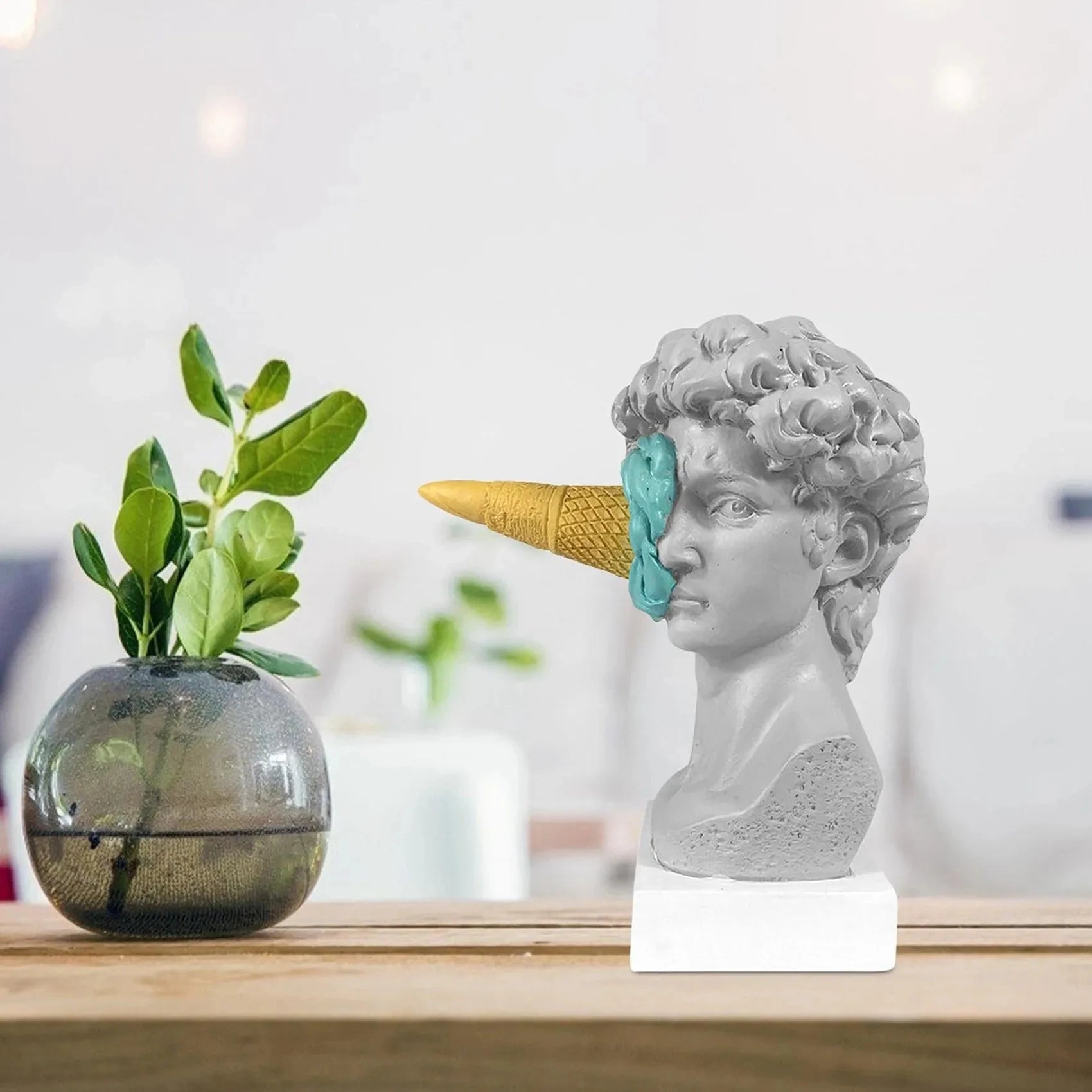 Figura nórdica moderna ornamento sorvete david estatueta decoração de casa escultura escritório estante desktop arte decoração david estátua