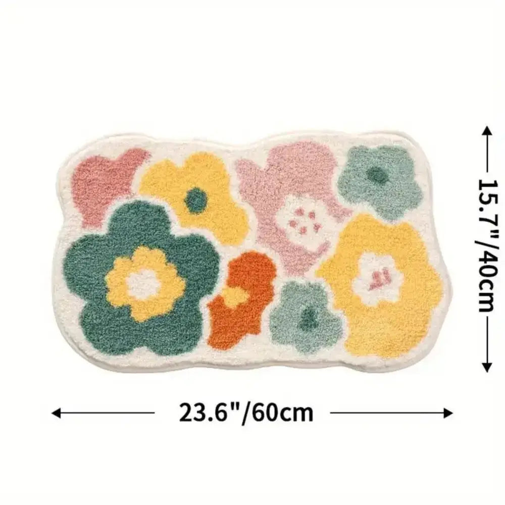 1pc 40*60cm bonito flor tapete do banheiro, máquina lavável tapete do banheiro, extra macio absorvente antiderrapante tapete de banho