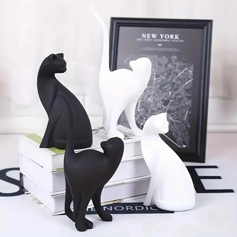 Resina Casais Estátuas Do Gato Para Decorações Home, Estatueta Animal, Criativo Europeu, Presente De Casamento, Escultura Decorativa