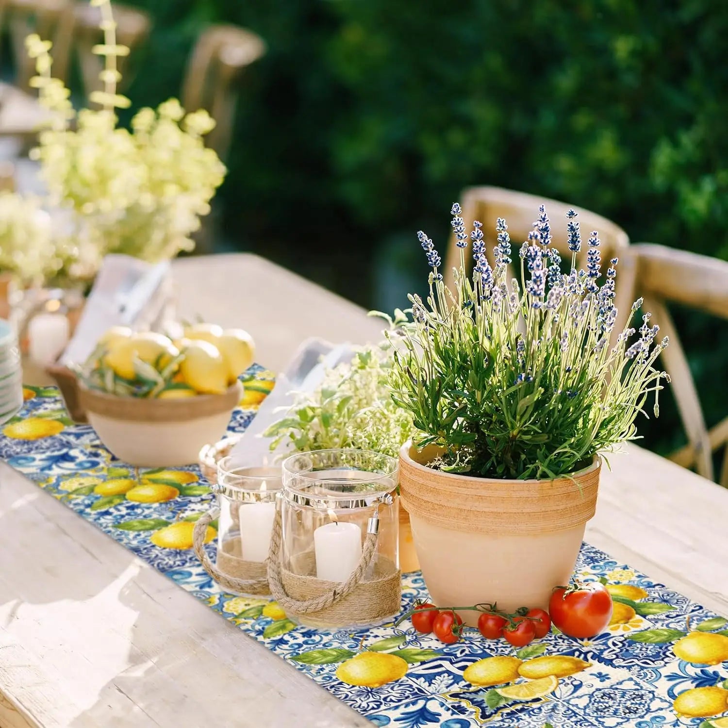 Verão limão telhas linho corredor de mesa festa de férias decoração reutilizável fazenda cozinha mesa de jantar corredor decorações de casamento