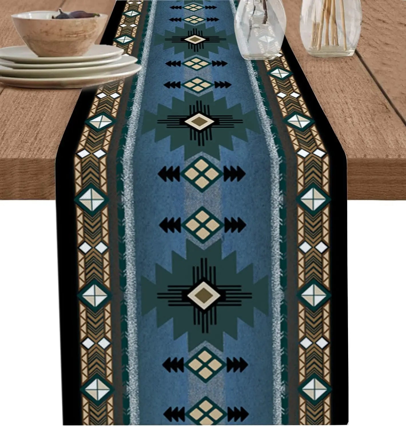 Boho americano estilo indiano corredores de mesa de linho cômoda cachecóis decoração de mesa reutilizável cozinha mesa de jantar corredores decoração de festa