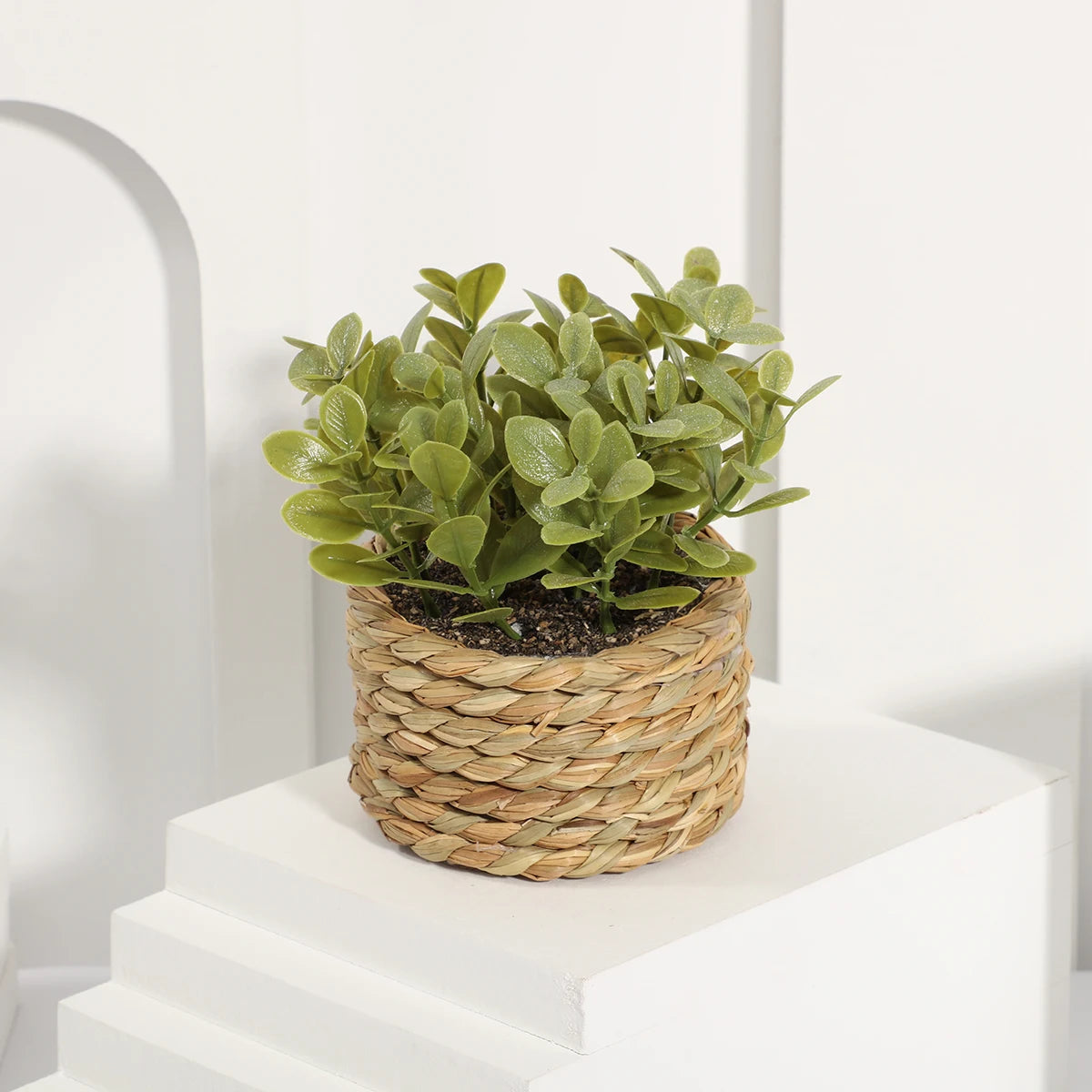 Xiya flor verde plantas artificiais eucalipto grama tecido pequenas vasos de plantas grama mound 11cm material pe decoração para casa